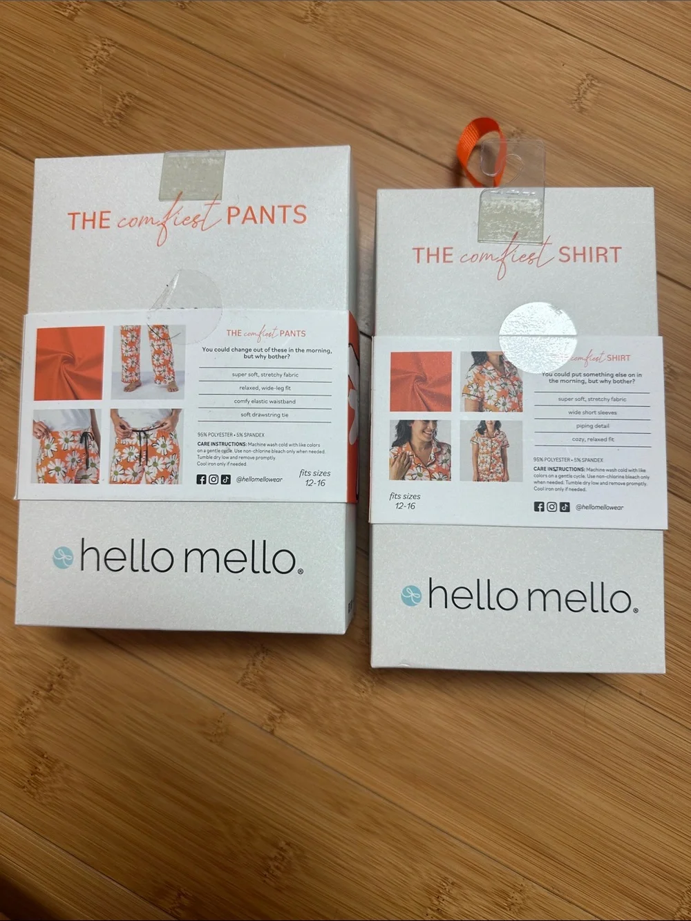 Hello Mello Lounging Pajamas - Orange and white floral set L/XL NWT